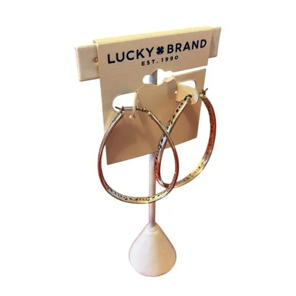 Stenciled OpenWork Teardrop Silver Toned Hoops. - Picture 2 of 5